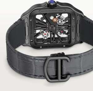 Cartier Santos de Cartier Skeleton WSSA0039 rear movement and strap detail